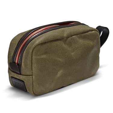Vintage Waxed Canvas Wash Bag - Olive